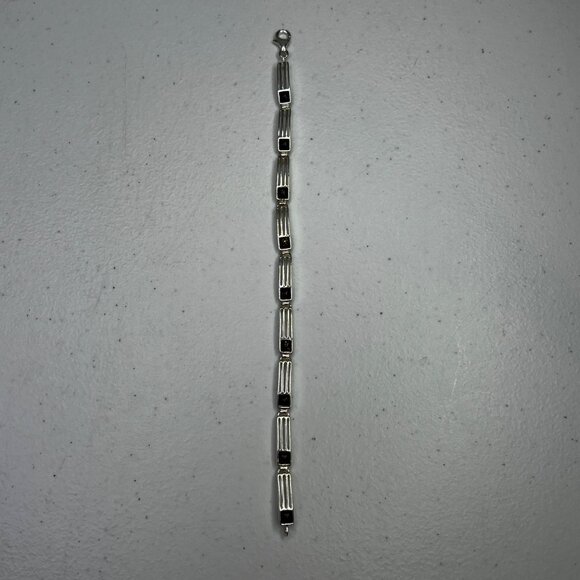 Baltic Amber & Sterling Silver 925 Bracelet With Rectangular Link Design - Picture 9 of 13